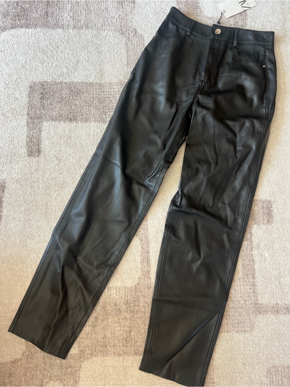 NWT Zara Faux Leather Wideleg Pants